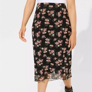 TORRID | Tea Length Floral Mesh Pencil Skirt | NEW | Size 4